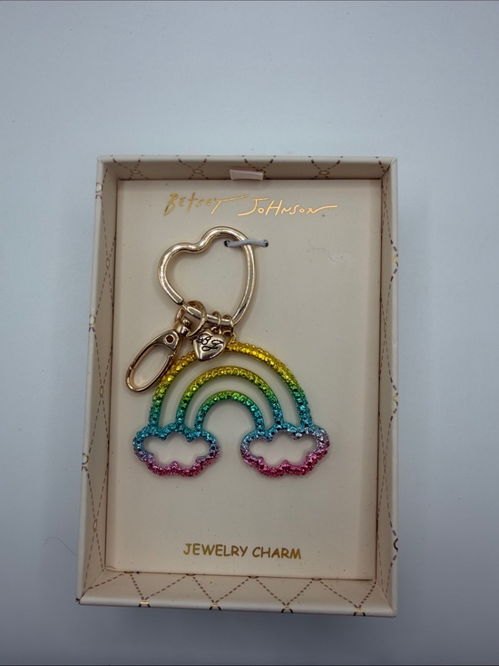 Betsey Johnson Accessories - Betsey Johnson Multicolor Glitter Rainbow Heart Key Charm